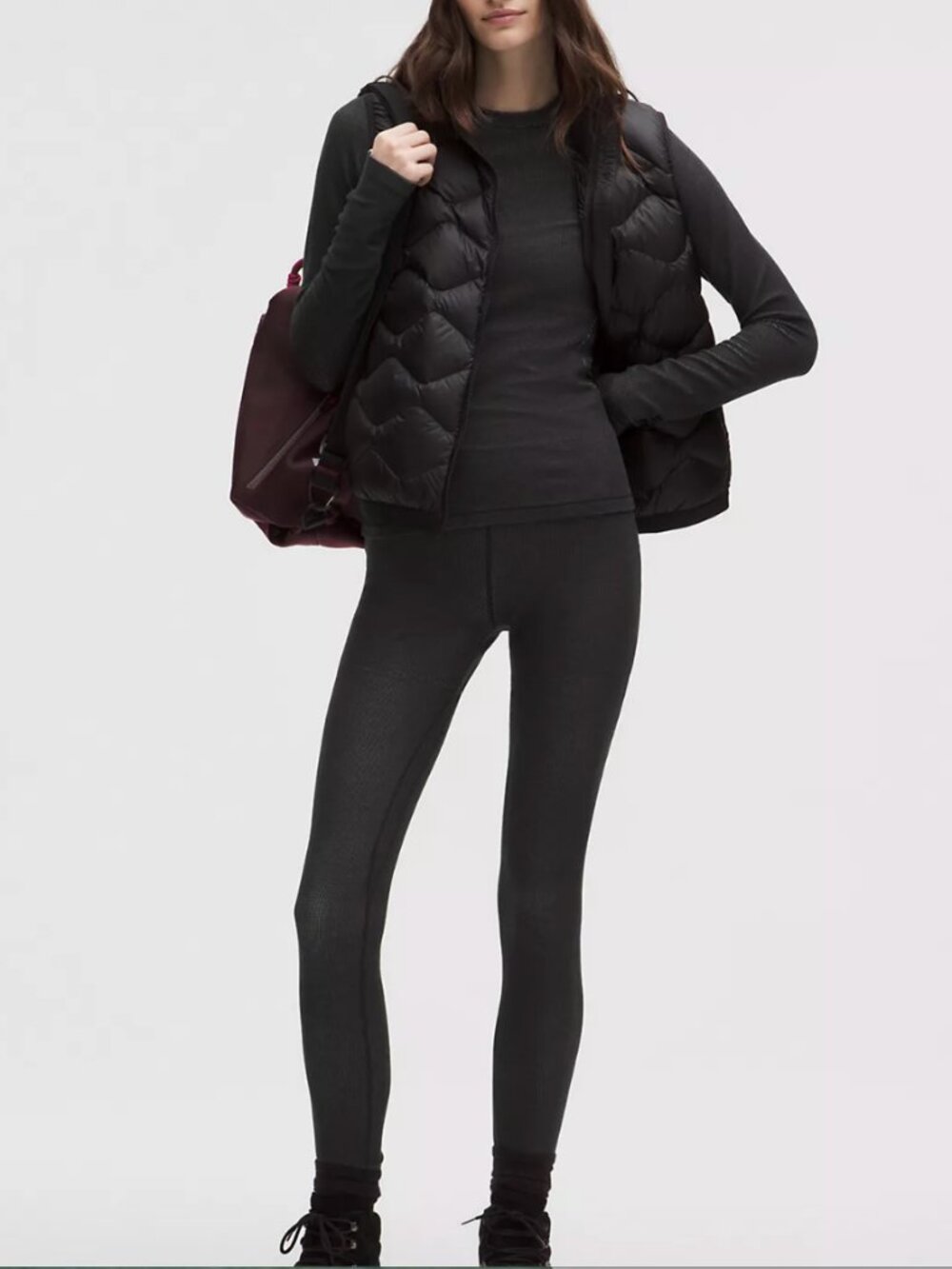 Lululemon NWT Waffle-Knit High-Rise Base Layer Tight 28" Heathered Black - Picture 2 of 6